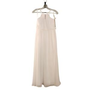 CHRISTINA WU NWT White Chiffon Halter Dress, Girls Size 10